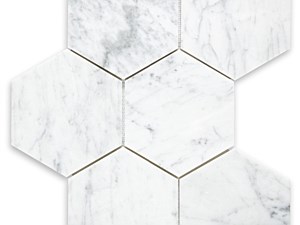 White Carrara Marble 5 Inch Hexagon
